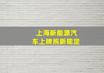 上海新能源汽车上牌照新规定