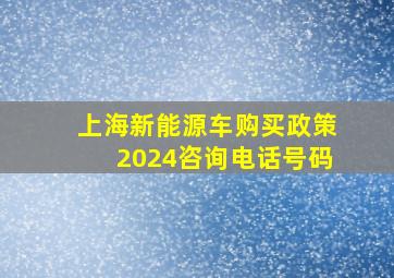 上海新能源车购买政策2024咨询电话号码