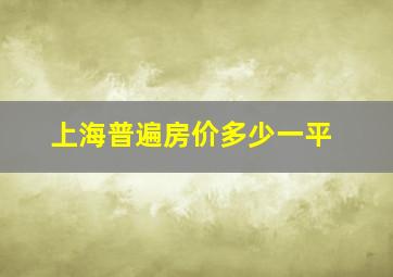 上海普遍房价多少一平