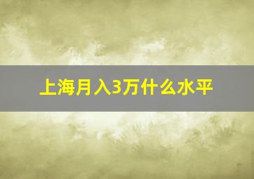 上海月入3万什么水平