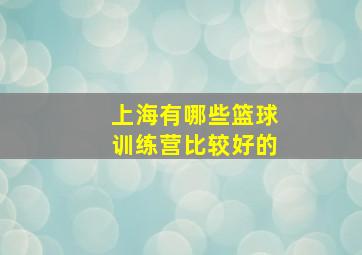 上海有哪些篮球训练营比较好的