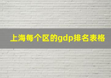 上海每个区的gdp排名表格