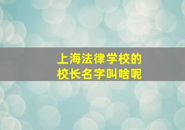 上海法律学校的校长名字叫啥呢