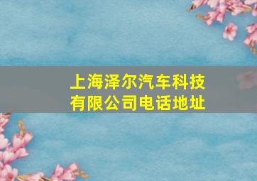 上海泽尔汽车科技有限公司电话地址