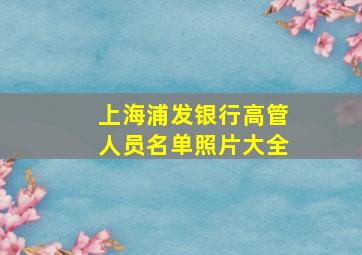 上海浦发银行高管人员名单照片大全