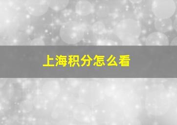 上海积分怎么看