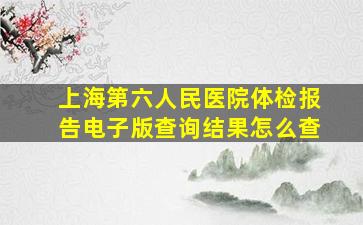 上海第六人民医院体检报告电子版查询结果怎么查