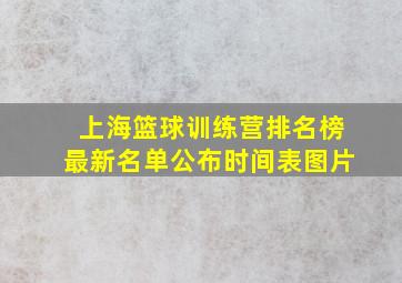 上海篮球训练营排名榜最新名单公布时间表图片