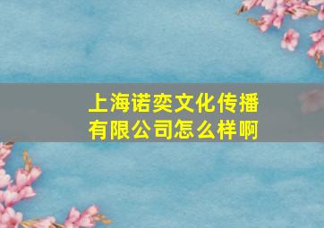 上海诺奕文化传播有限公司怎么样啊