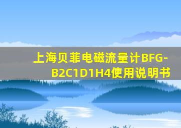 上海贝菲电磁流量计BFG-B2C1D1H4使用说明书