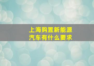 上海购置新能源汽车有什么要求