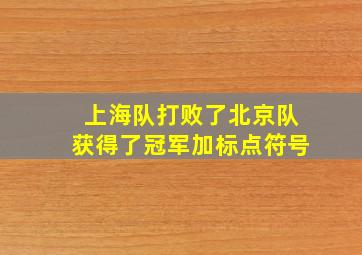 上海队打败了北京队获得了冠军加标点符号