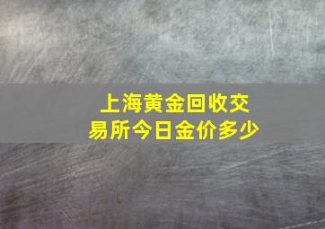 上海黄金回收交易所今日金价多少