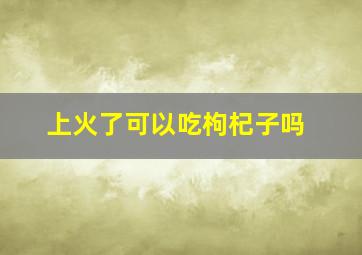 上火了可以吃枸杞子吗