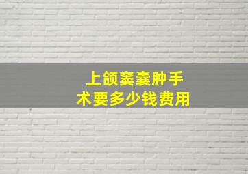 上颌窦囊肿手术要多少钱费用