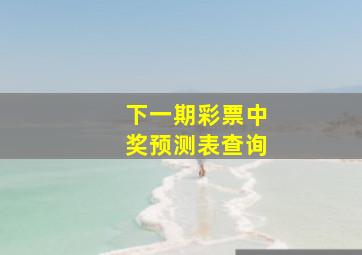 下一期彩票中奖预测表查询