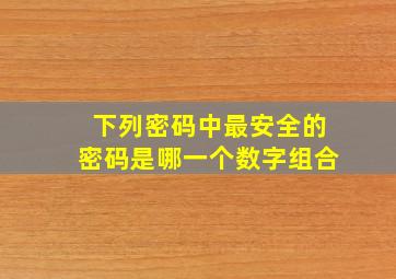 下列密码中最安全的密码是哪一个数字组合