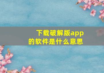 下载破解版app的软件是什么意思