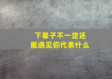 下辈子不一定还能遇见你代表什么