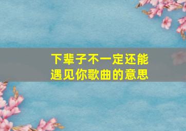 下辈子不一定还能遇见你歌曲的意思