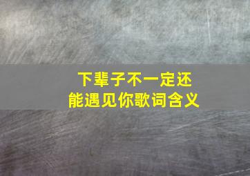 下辈子不一定还能遇见你歌词含义