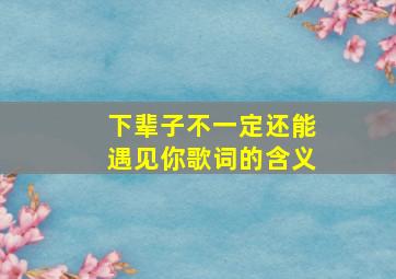 下辈子不一定还能遇见你歌词的含义