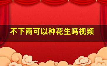 不下雨可以种花生吗视频