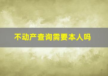 不动产查询需要本人吗