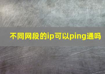 不同网段的ip可以ping通吗