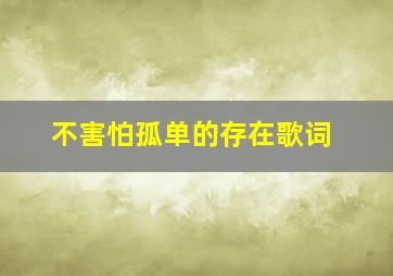 不害怕孤单的存在歌词