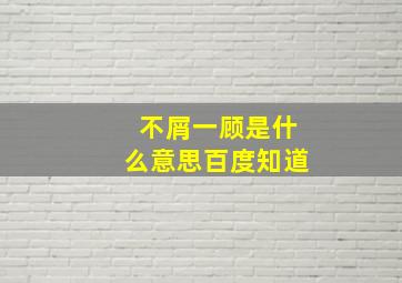 不屑一顾是什么意思百度知道