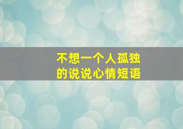 不想一个人孤独的说说心情短语