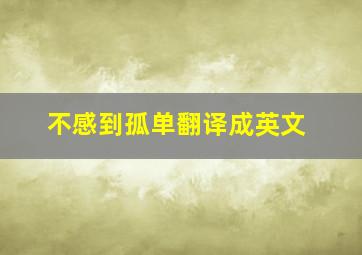 不感到孤单翻译成英文