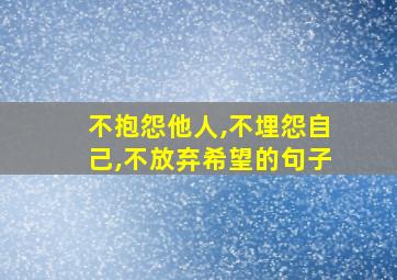 不抱怨他人,不埋怨自己,不放弃希望的句子