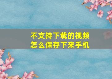 不支持下载的视频怎么保存下来手机