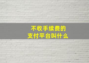 不收手续费的支付平台叫什么