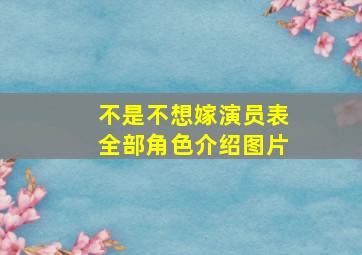 不是不想嫁演员表全部角色介绍图片