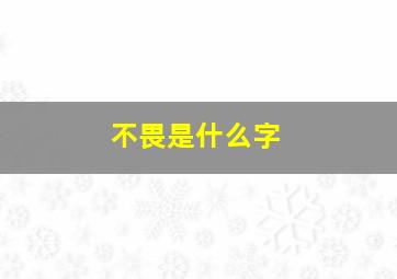 不畏是什么字