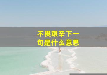 不畏艰辛下一句是什么意思