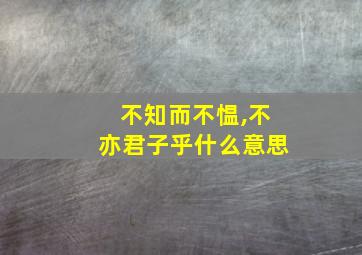 不知而不愠,不亦君子乎什么意思