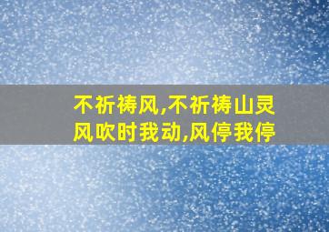 不祈祷风,不祈祷山灵风吹时我动,风停我停