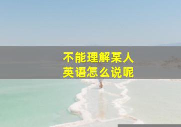 不能理解某人英语怎么说呢