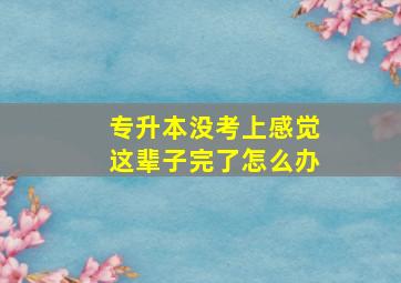 专升本没考上感觉这辈子完了怎么办