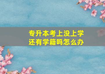 专升本考上没上学还有学籍吗怎么办