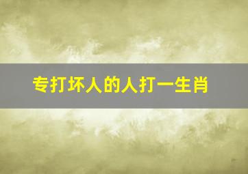 专打坏人的人打一生肖