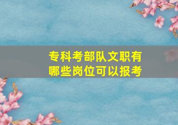 专科考部队文职有哪些岗位可以报考