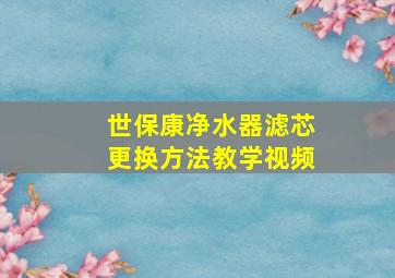 世保康净水器滤芯更换方法教学视频