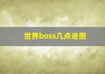 世界boss几点进图