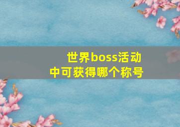 世界boss活动中可获得哪个称号