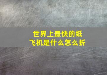 世界上最快的纸飞机是什么怎么折